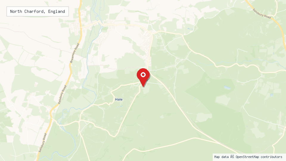 Street map of North Charford, England with location pin