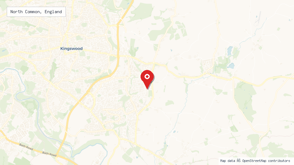 Street map of North Common, England with location pin