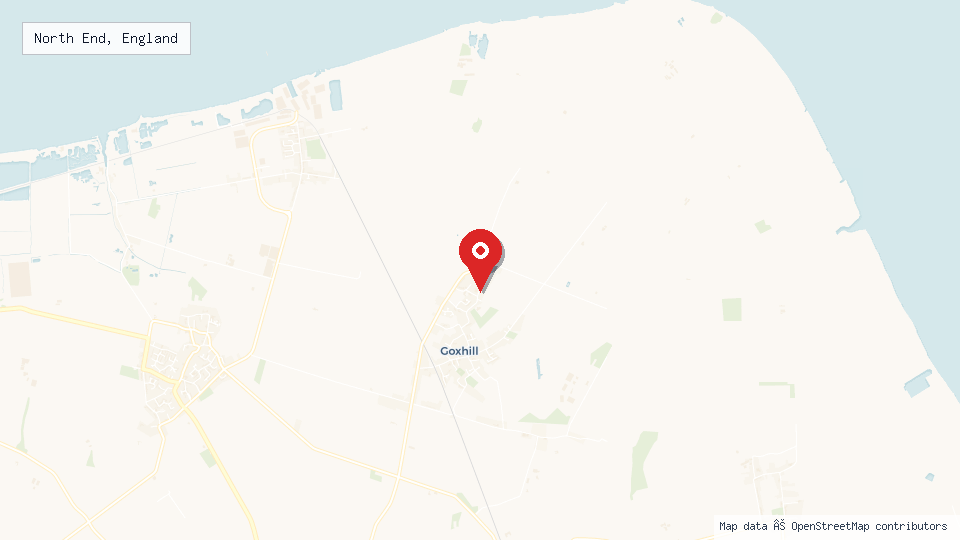 Street map of North End, England with location pin