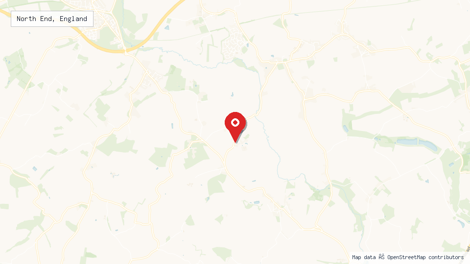 Street map of North End, England with location pin