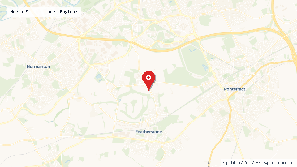 Street map of North Featherstone, England with location pin
