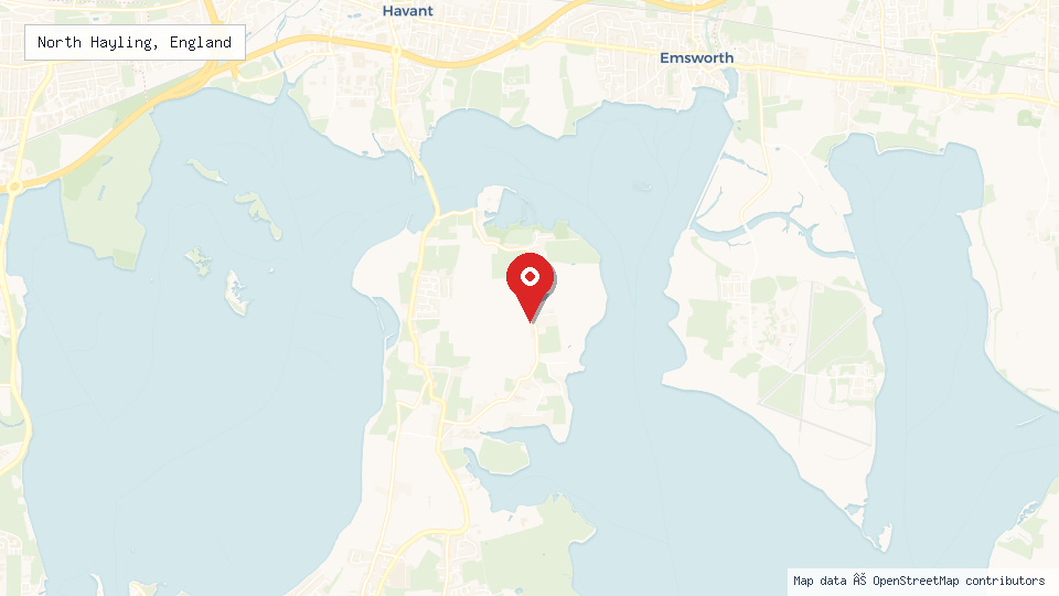 Street map of North Hayling, England with location pin