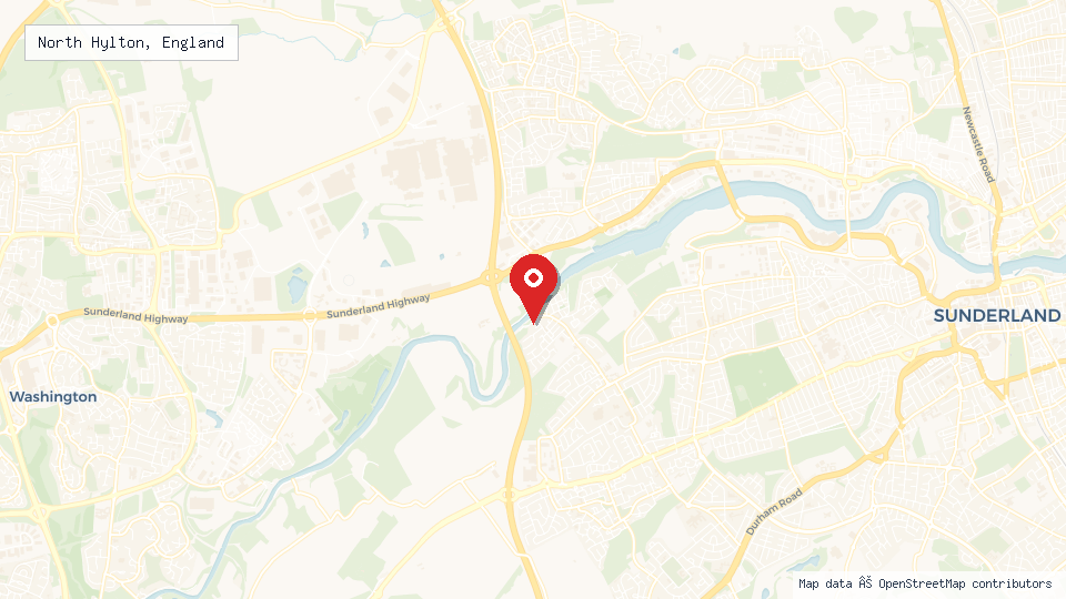 Street map of North Hylton, England with location pin
