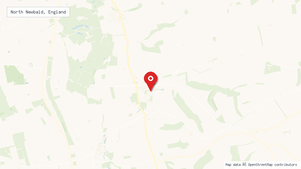 Street map of North Newbald, England with location pin