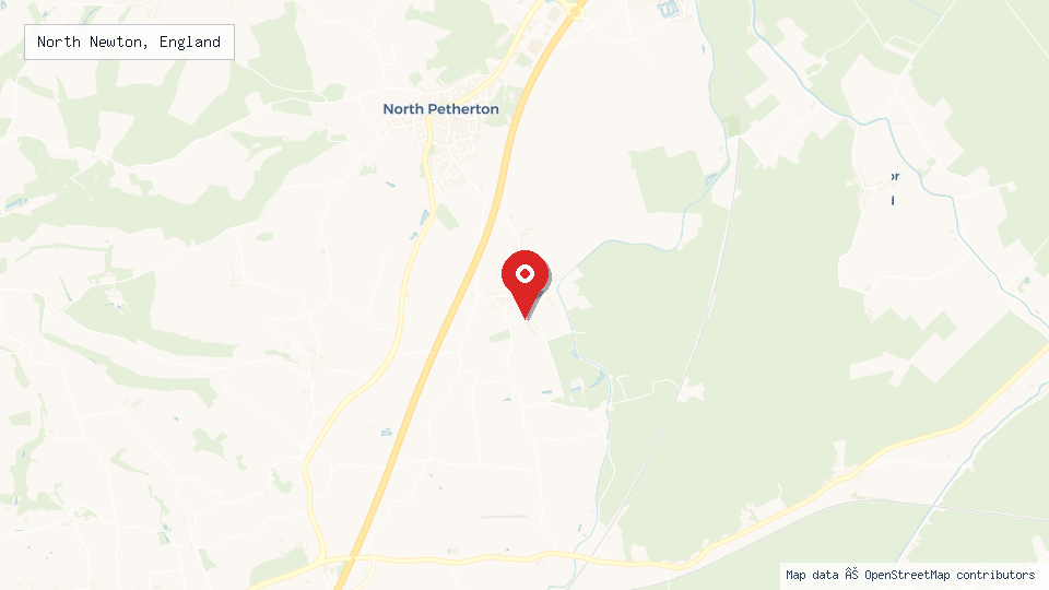 Street map of North Newton, England with location pin