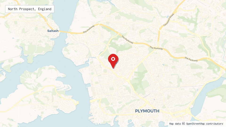 Street map of North Prospect, England with location pin