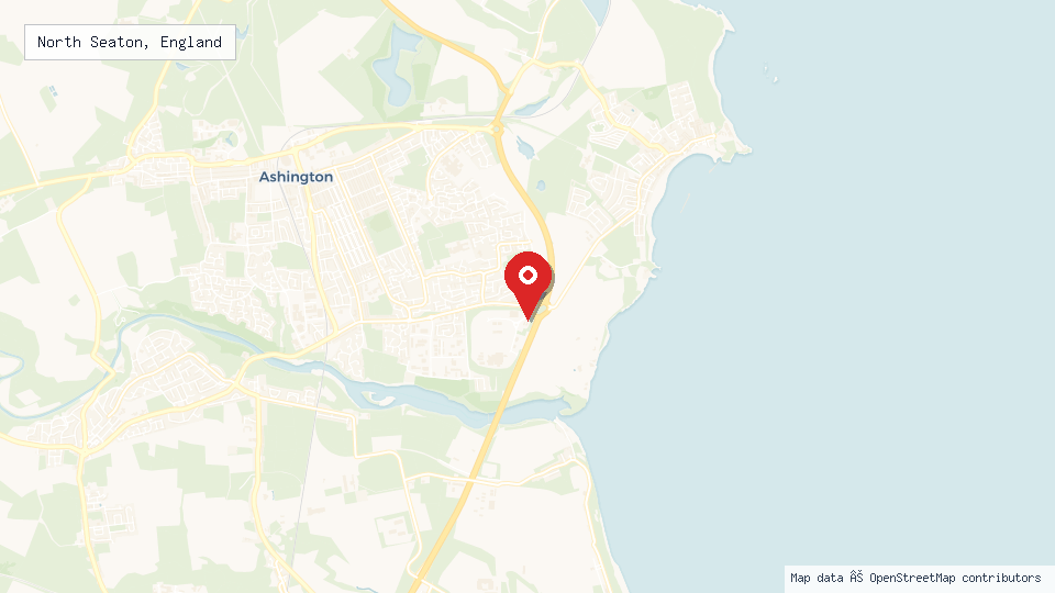 Street map of North Seaton, England with location pin
