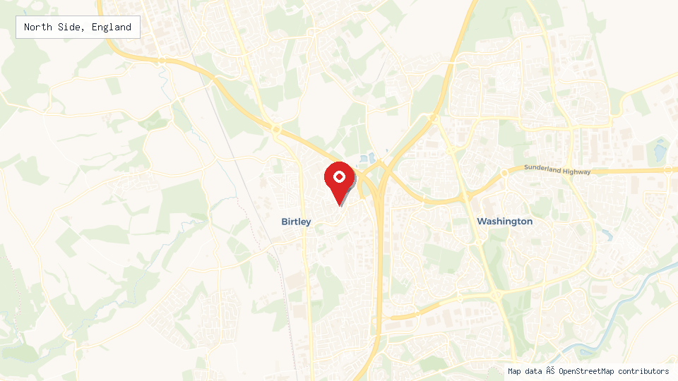 Street map of North Side, England with location pin