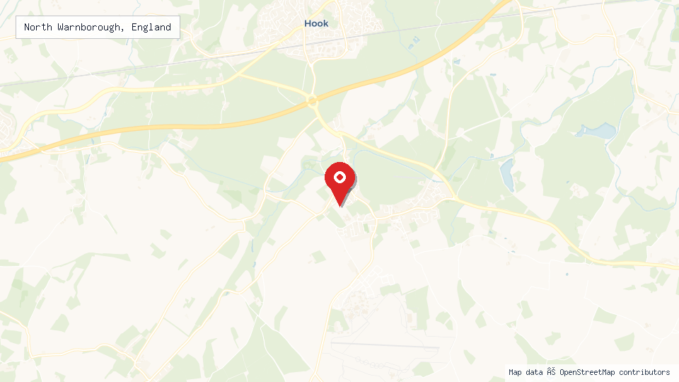 Street map of North Warnborough, England with location pin