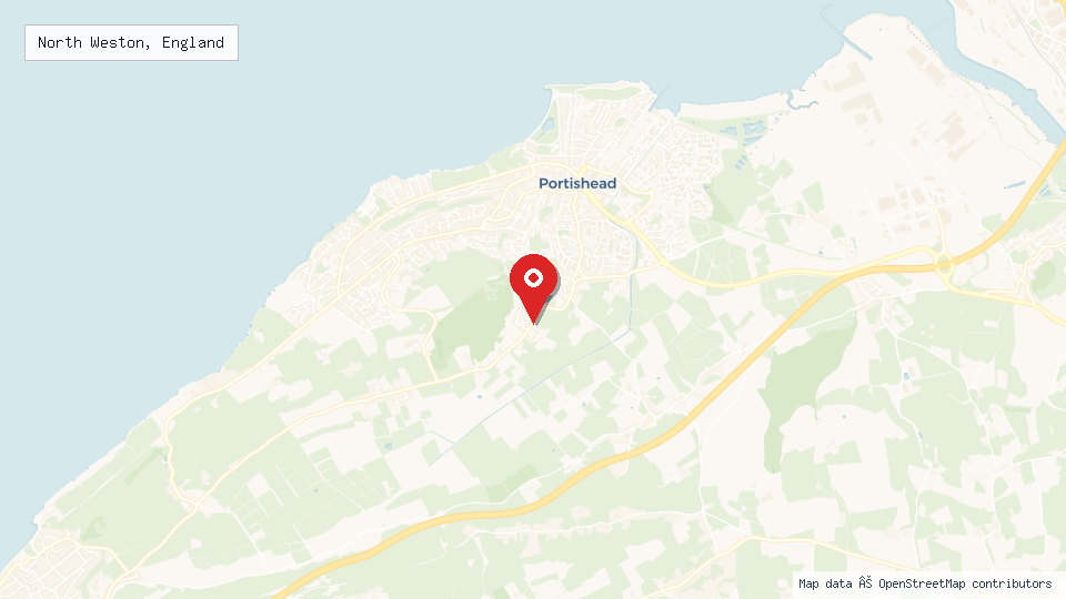 Street map of North Weston, England with location pin