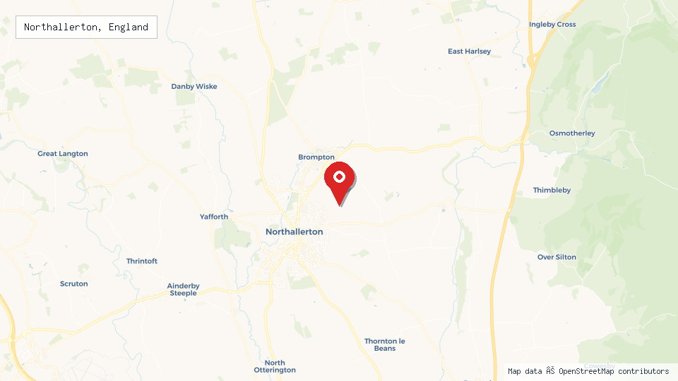 Street map of Northallerton, England with location pin