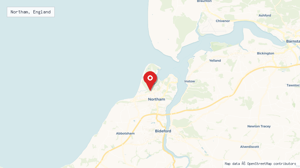 Street map of Northam, England with location pin