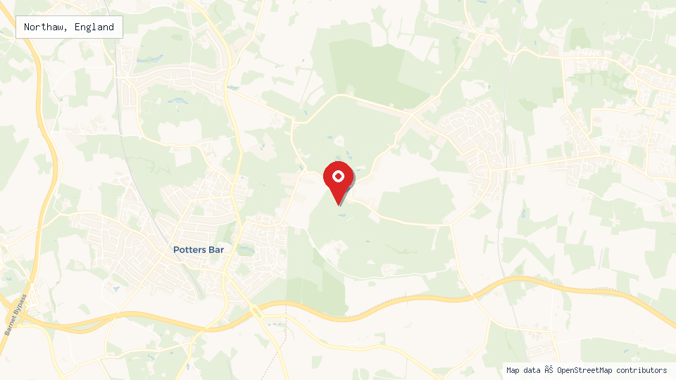 Street map of Northaw, England with location pin