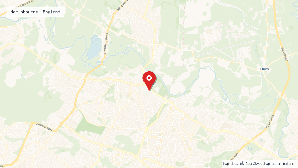 Street map of Northbourne, England with location pin