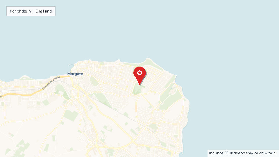 Street map of Northdown, England with location pin