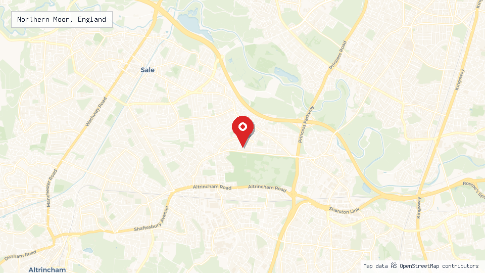 Street map of Northern Moor, England with location pin
