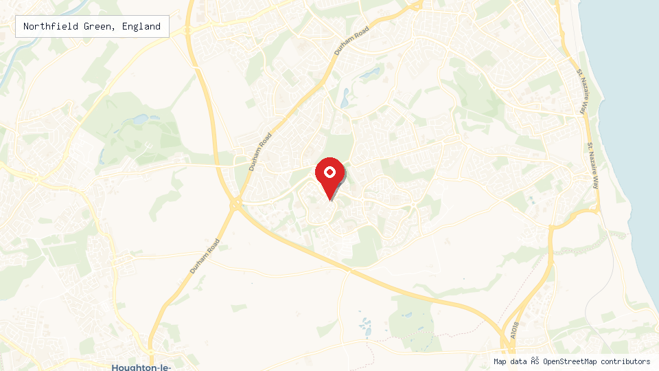 Street map of Northfield Green, England with location pin