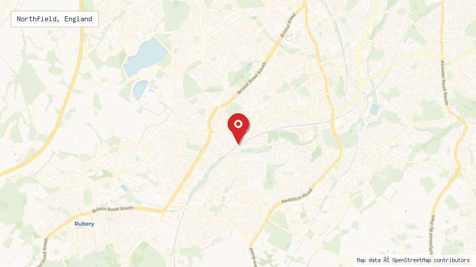 Street map of Northfield, England with location pin