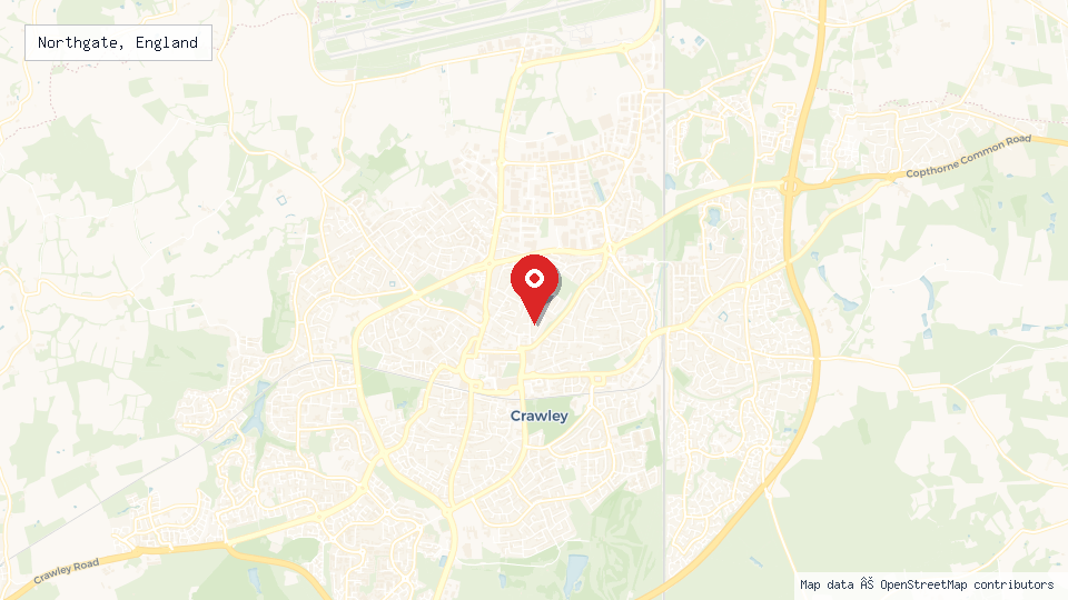 Street map of Northgate, England with location pin