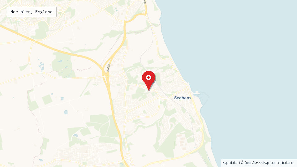 Street map of Northlea, England with location pin