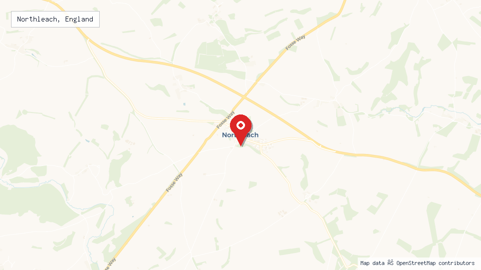 Street map of Northleach, England with location pin