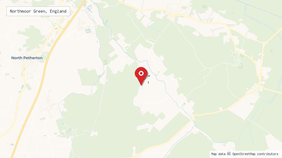 Street map of Northmoor Green, England with location pin