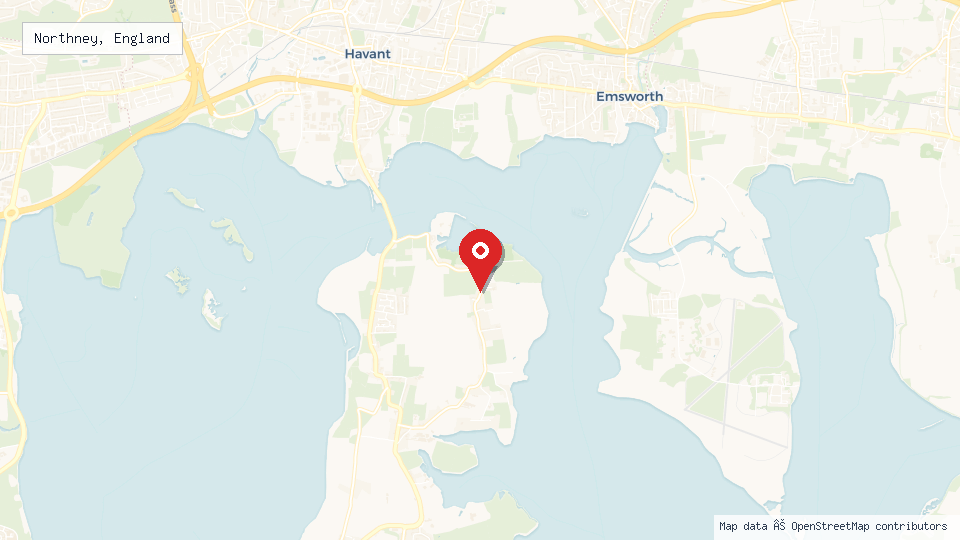 Street map of Northney, England with location pin