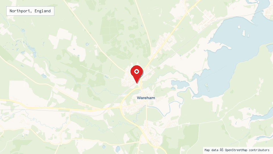 Street map of Northport, England with location pin