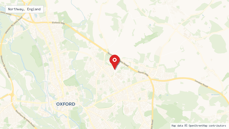 Street map of Northway, England with location pin