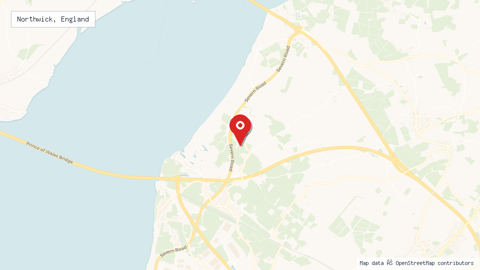 Street map of Northwick, England with location pin