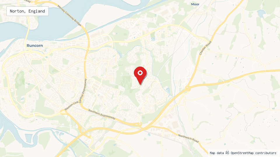 Street map of Norton, England with location pin