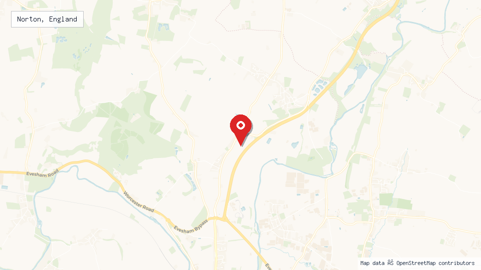 Street map of Norton, England with location pin