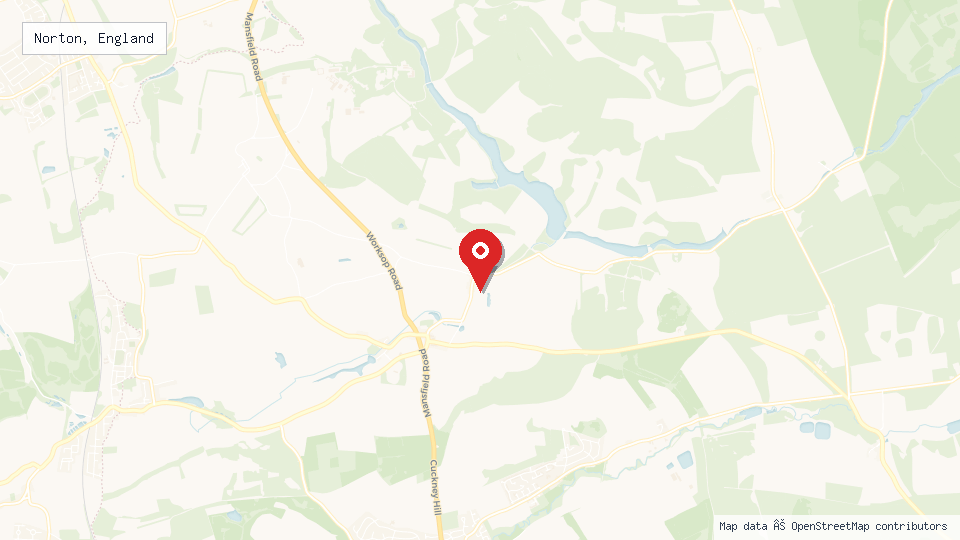 Street map of Norton, England with location pin