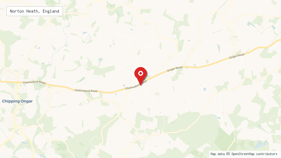 Street map of Norton Heath, England with location pin