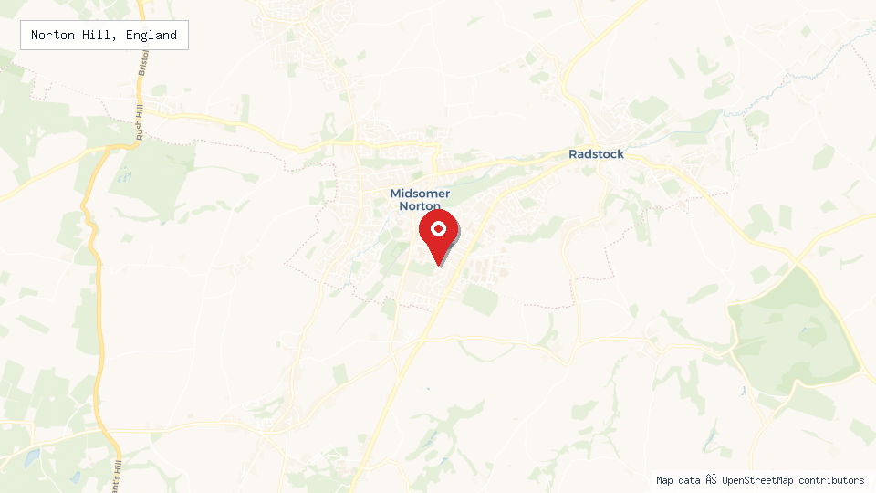 Street map of Norton Hill, England with location pin