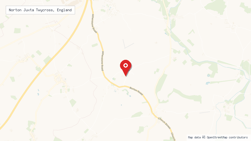 Street map of Norton Juxta Twycross, England with location pin