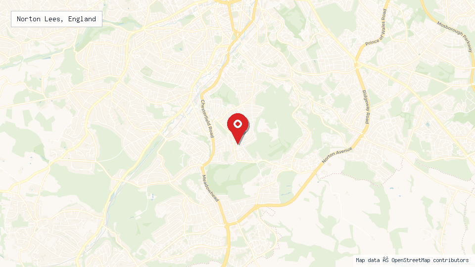 Street map of Norton Lees, England with location pin