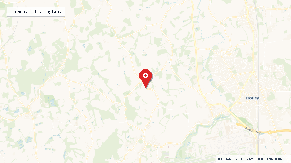 Street map of Norwood Hill, England with location pin