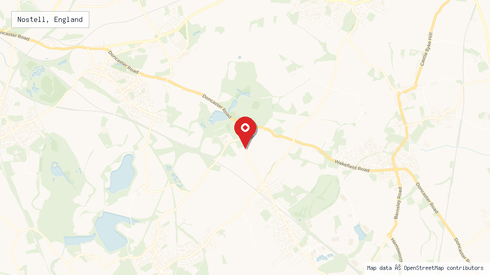 Street map of Nostell, England with location pin