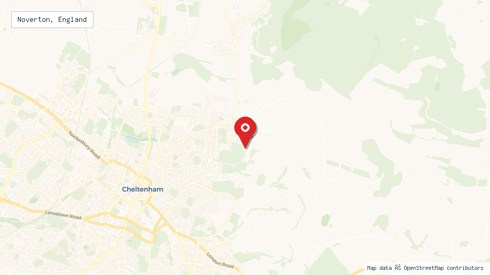 Street map of Noverton, England with location pin