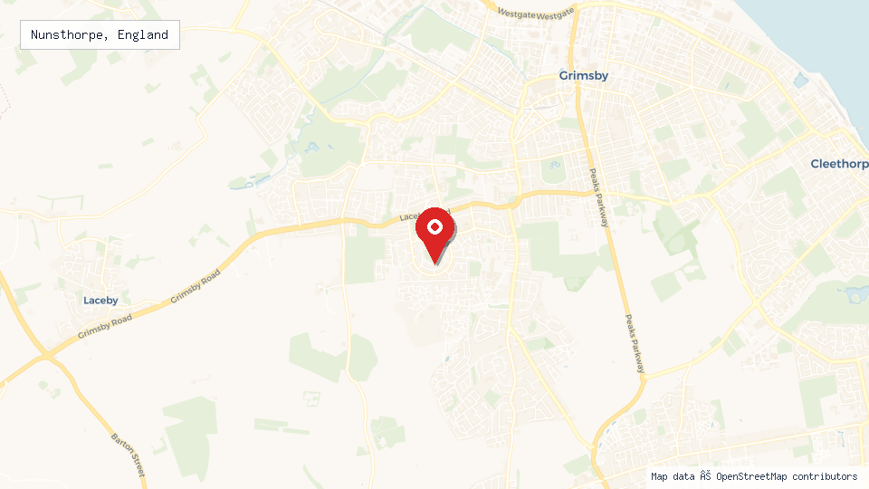 Street map of Nunsthorpe, England with location pin