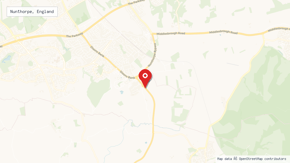 Street map of Nunthorpe, England with location pin