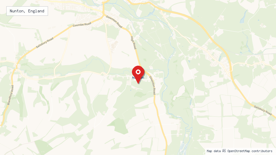 Street map of Nunton, England with location pin