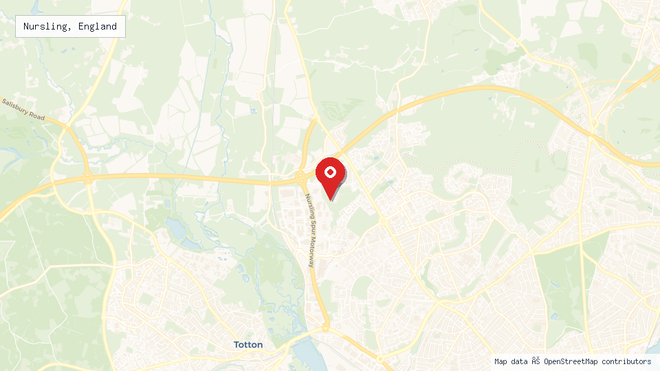 Street map of Nursling, England with location pin