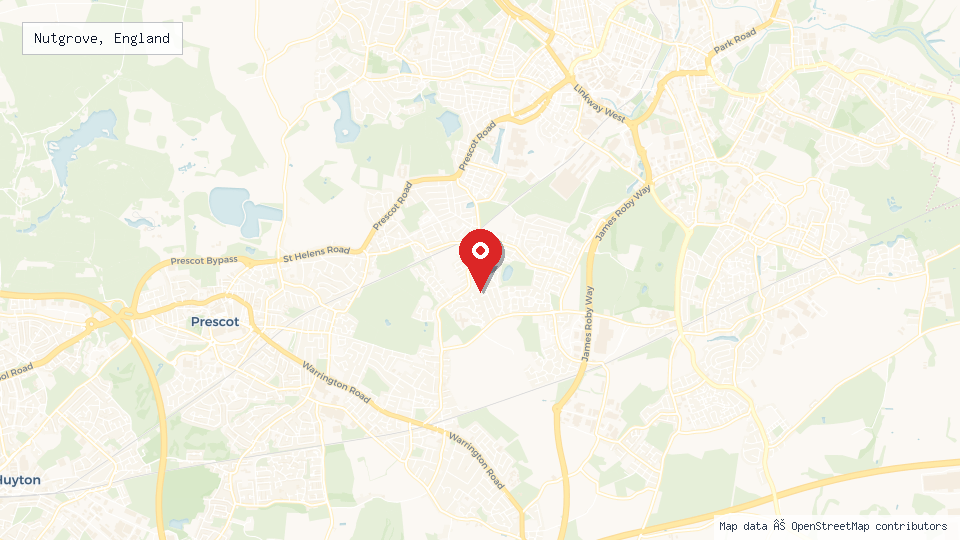 Street map of Nutgrove, England with location pin