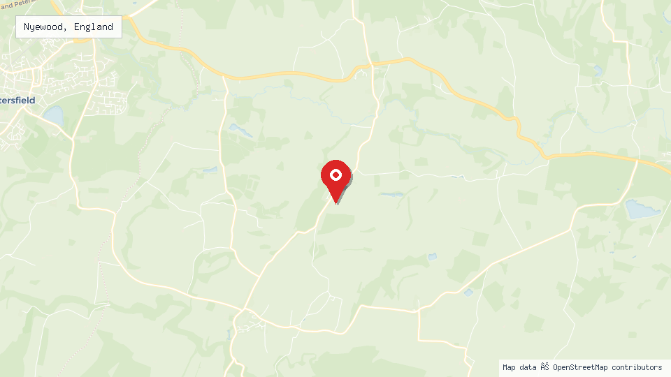 Street map of Nyewood, England with location pin