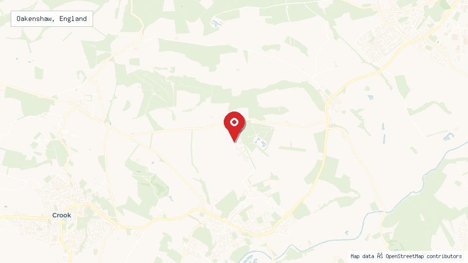 Street map of Oakenshaw, England with location pin