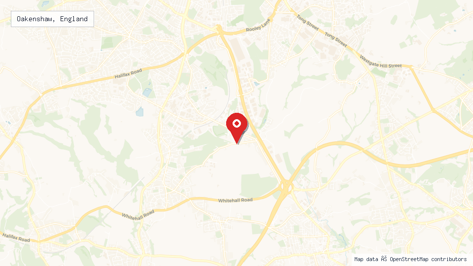 Street map of Oakenshaw, England with location pin