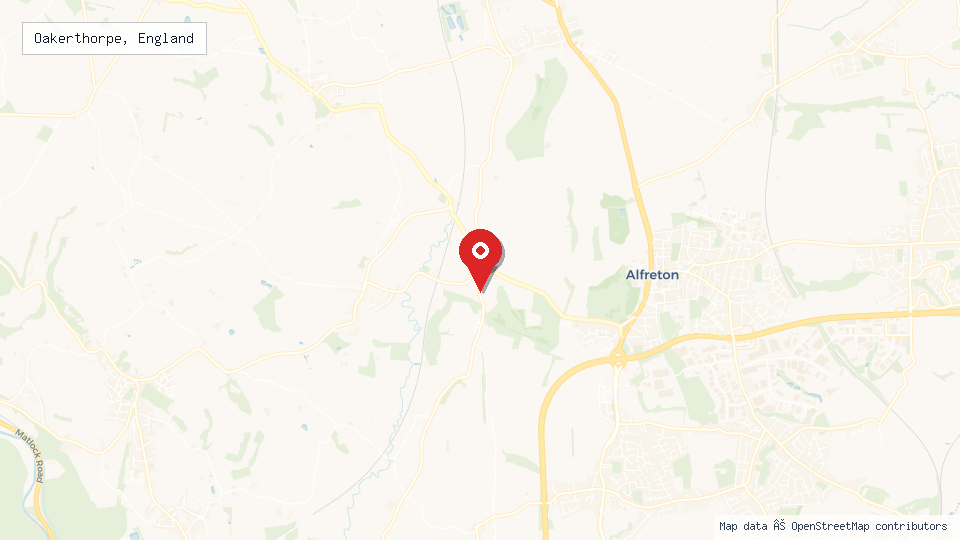 Street map of Oakerthorpe, England with location pin