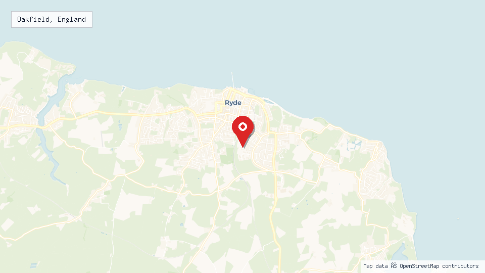 Street map of Oakfield, England with location pin